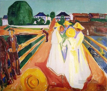 抽象的かつ装飾的 Painting - 橋の上の女たち エドヴァルド・ムンク 表現主義